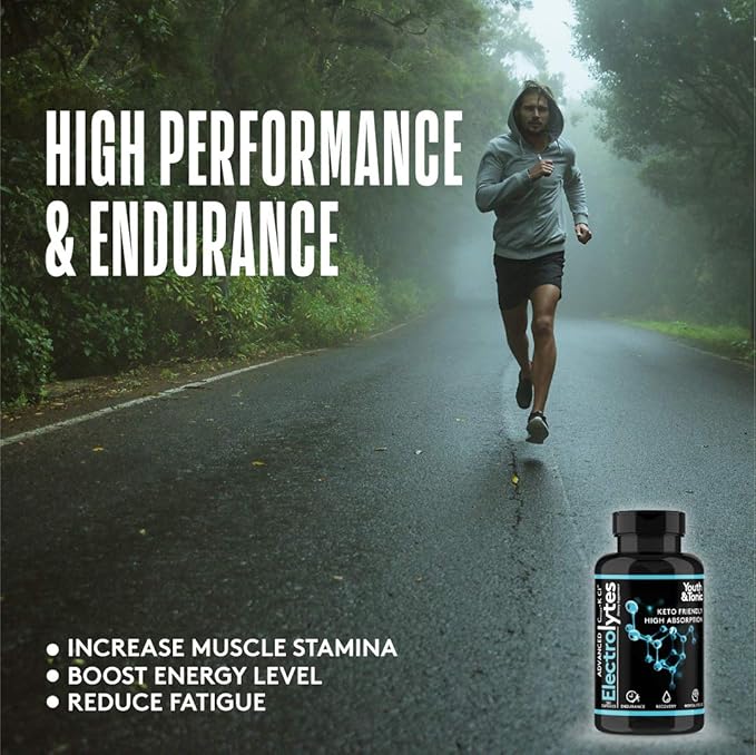 Complete Electrolyte Supplement w High Bioavailability and Cmax Chloride Potassium Magnesium for Endurance Muscle Recovery Mental Focus. Rapid Rehydration Salts and Keto Friendly Pills with 200 caps