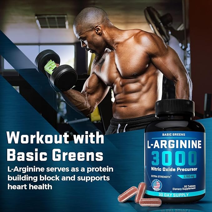 L Arginine 3,150mg (180 Capsules) - L-Arginine Supplement for Men and Women with Nitric Oxide Precursor, LArginine Supplement