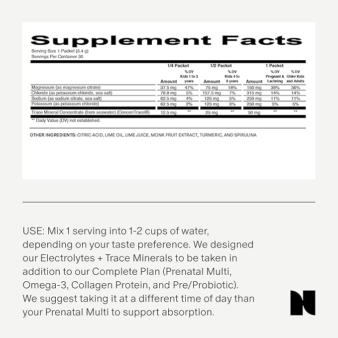 Needed. Hydration Support with Electrolytes & Trace Minerals – Electrolytes for Pregnancy & During Lactation - 30 Hydration Packets Lightly Sweetened with Real Fruit, Lime
