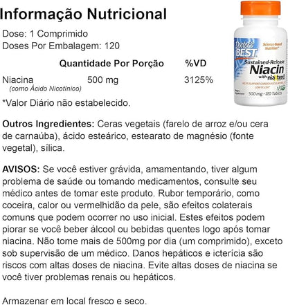Doctor's Best TimeRelease Niacin with Niaxtend NonGMO Vegan Gluten Free 500 mg Tablets, 120 Count
