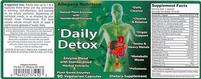 Allegany Nutrition Daily Detox - 90 Count