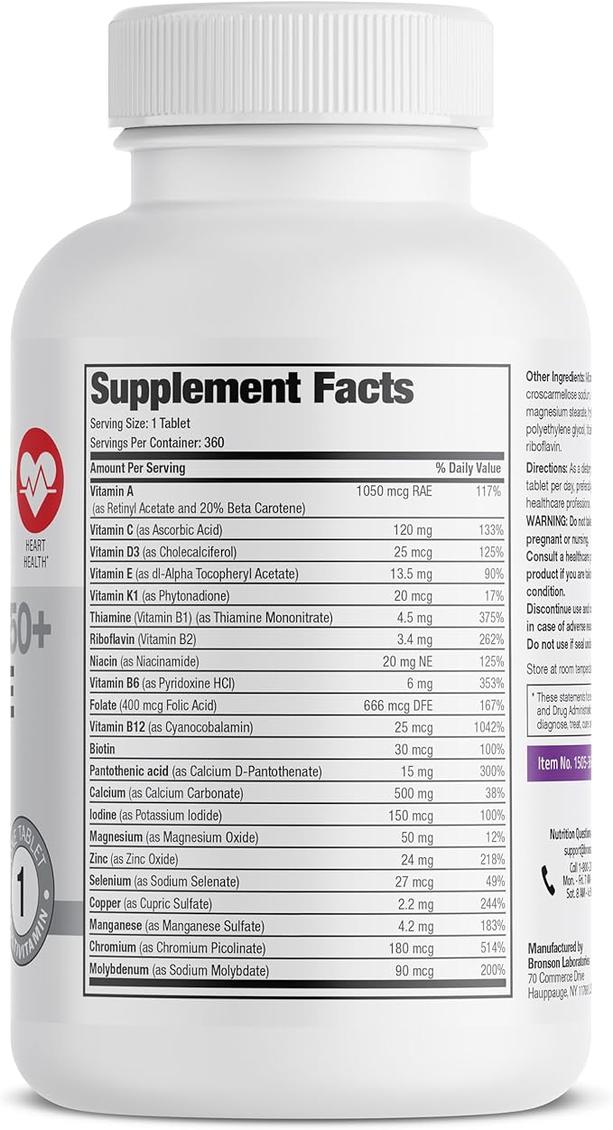 Bronson ONE Daily Women’s 50+ Complete Multivitamin Multimineral, 360 Tablets