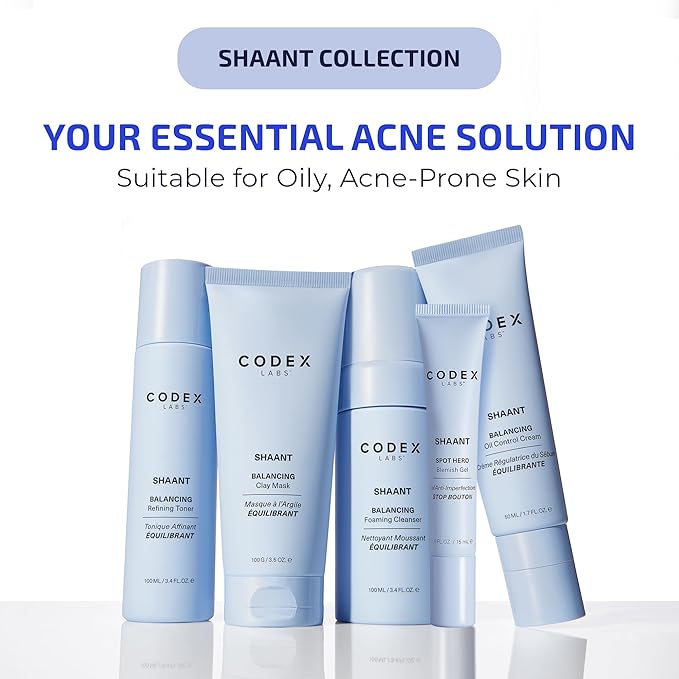 Codex Labs Shaant Skin De-Stress Supplement Acne Spot Treatment - Hormone Supporting - for Acne-Prone Skin, All Skin Types - with Turmeric, Milk Thistle, Folic Acid - Plant-Based, Vegan (5.9 oz)