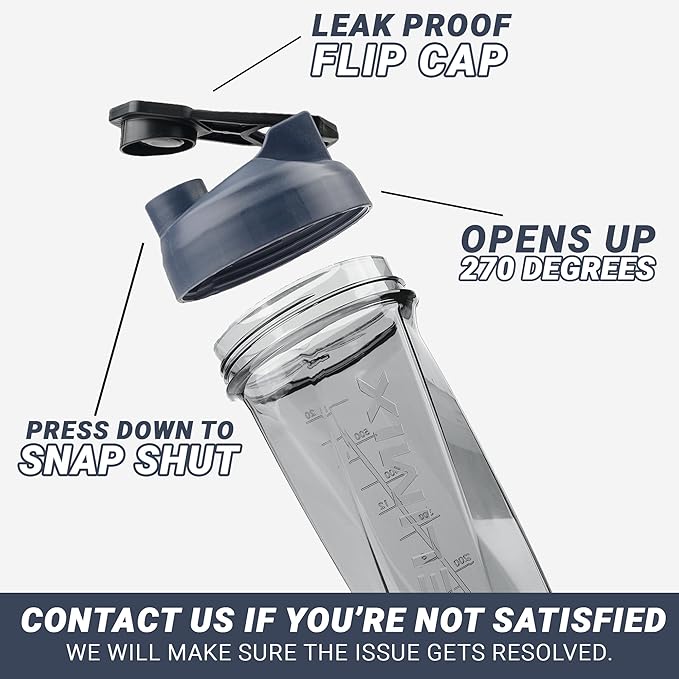 HELIMIX 2.0 Vortex Blender Shaker Bottle Holds upto 28oz | No Blending Ball or Whisk | USA Made | Portable Pre Workout Whey Protein Drink Shaker Cup | Mixes Cocktails Smoothies Shakes | Top Rack Safe