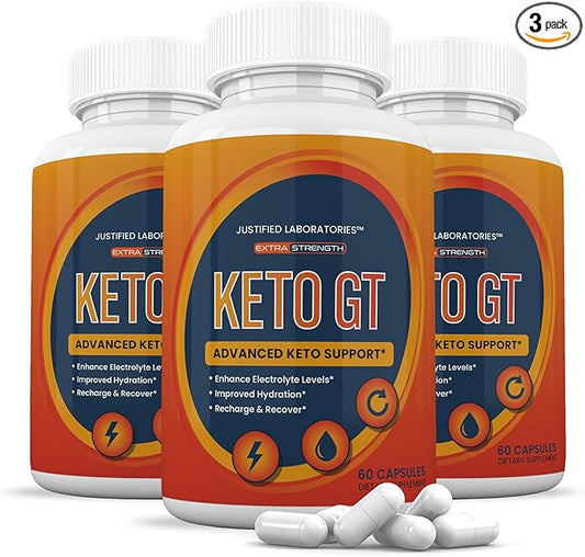 (3 Pack) Keto GT Keto Pills 1275MG New & Improved Formula Contains Apple Cider Vinegar Extra Virgin Olive Oil Powder Green Tea Leaf 180 Capsules