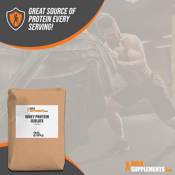 BulkSupplements.com Whey Protein Isolate Powder - Unflavored Protein Powder, Flavorless Protein Powder, Whey Isolate Protein Powder - Gluten Free, 30g per Serving, Bulk Protein, 20kg (44 lbs)