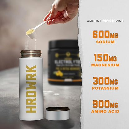 HRDWRK Electrolytes Powder with Magnesium, Potassium - Sugar Free Electrolytes Boost Endurance and Reduce Fatigue with This Electrolytes Supplement - Maximum Hydration - Keto Friendly