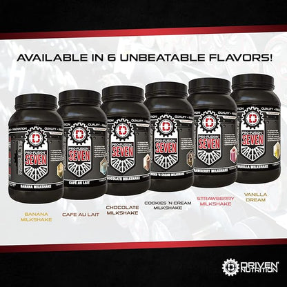 Driven Pro Fusion 7 Meal Replacement Powder - Men & Women, 3 lbs - 24g Protein Per Serving, Digestive Enzymes & MCT Oil - Gluten-Free - On-The-Go Energy & Supports Muscle Mass - Banana Milkshake