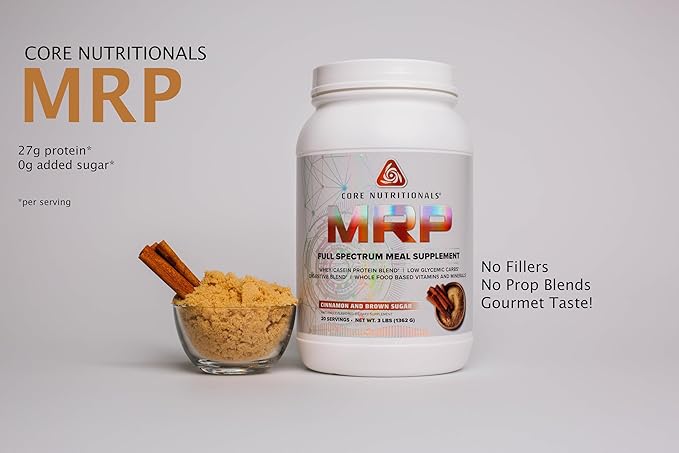Core Nutritionals Platinum MRP Full Spectrum Meal Replacement, Sustained Release for All Day Amino Acid Support, 27G Protein, 20 Servings (Cinnamon and Brown Sugar)