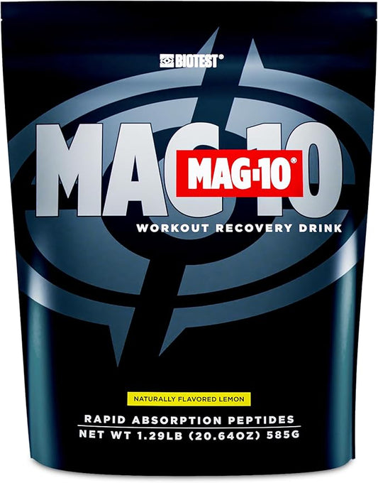 MAG-10 Recovery Drink Mix - Fast-Absorbing Peptides & Cluster Dextrin for Muscle Gains, Quick Recovery & Peak Performance - 15 Servings, Lemon (1.29 lb)