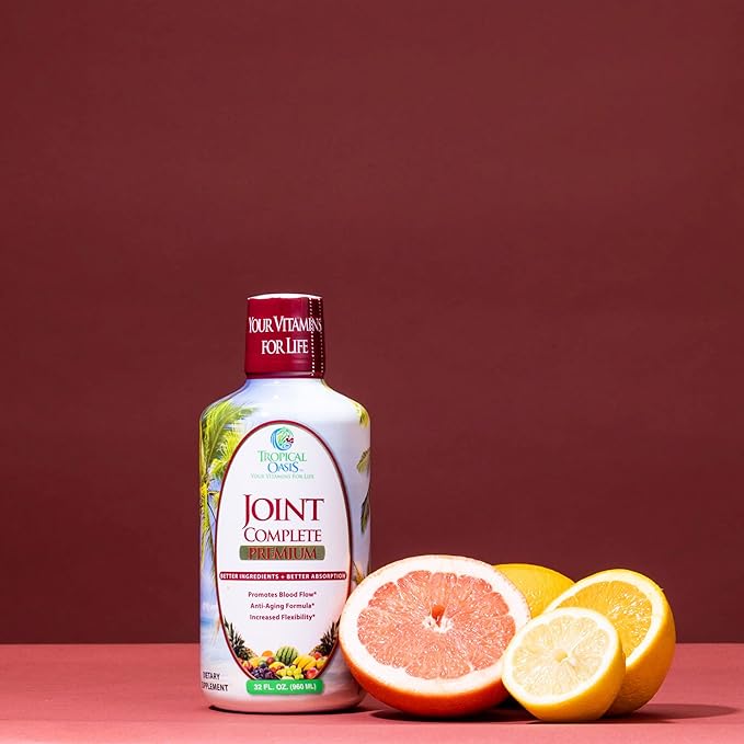 Tropical Oasis Joint Complete Premium - Liquid Joint Supplement with Liquid Glucosamine Sulfate, Chondroitin, MSM & Hyaluronic Acid - 96% Max Absorption– 32oz, 32 serv, 33484