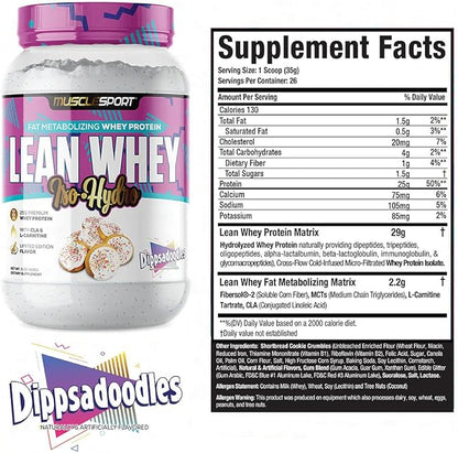 Musclesport Lean Whey Revolution™ Protein Powder - Whey Protein Isolate - Low Calorie, Low Carb, Low Fat, Incredible Flavors - 25g Protein per Scoop (2lb, Dippsadoodles)