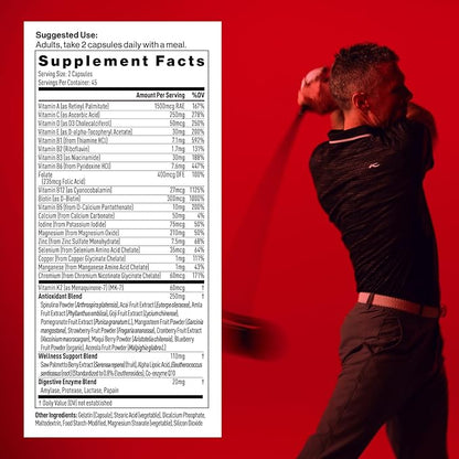 Mdrive Multivitamin for Men, Daily Multivitamin - Immune Health Support from Zinc, Selenium, Manganese & Vitamin D, Enzymes for Digestive Support, CoQ10 for Energy and Vitamin K2, 90 Capsules