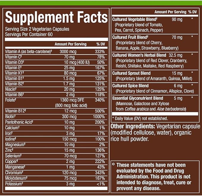 Fermented Whole Food WomenaTMs Multivitamin (120 Vegetarian Capsules)