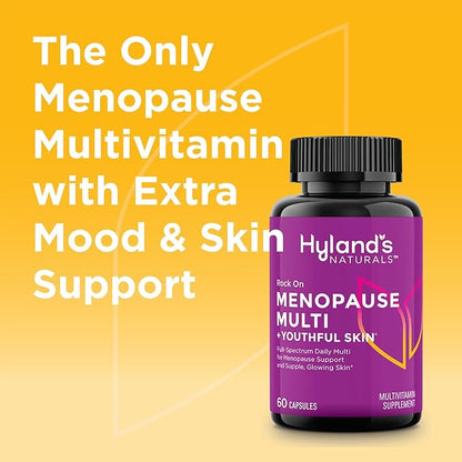Hyland's Rock On Menopause + Youthful Skin Care Multivitamin for Women with Immune Support - 60 Capsules - Menopause Relief for Women with Biotin, Collagen, and Red Clover (Pack of 2)