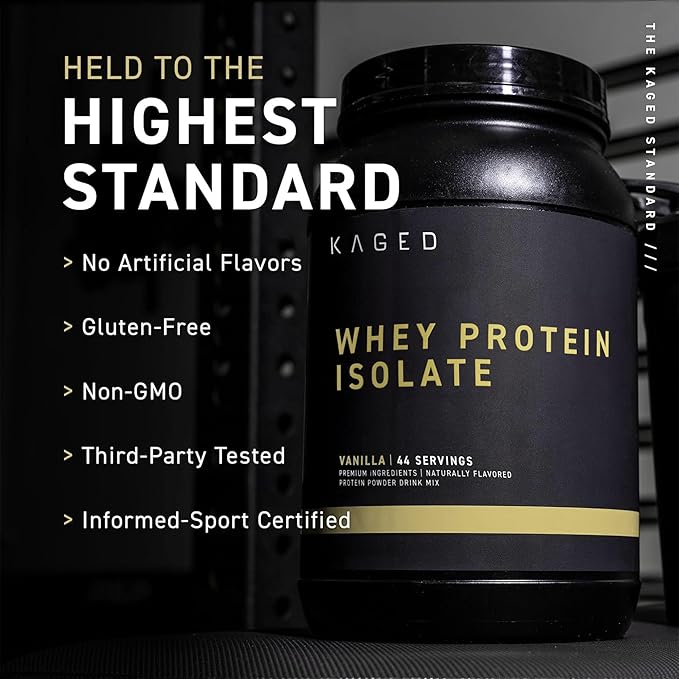 Kaged Whey Protein Isolate Powder | Vanilla | 100% Pure Low Lactose Whey | Post Workout Recovery Drink | Supports Muscle-Building | 25g per Serving | Amazing Taste and Easy Mix for Shakes | 25 Serving