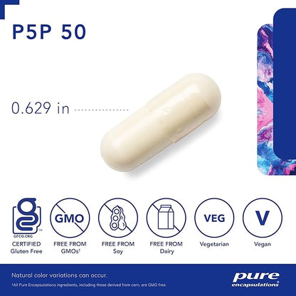 Pure Encapsulations P5P 50 - Active Vitamin B6 - Supports Energy Metabolism & Brain Health* - Gluten Free & Non-GMO - 180 Capsules