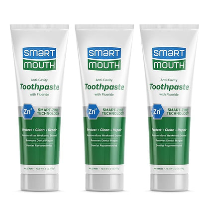 SmartMouth Toothpaste, Refreshing Mint, 6-Ounce Tube (Pack of 3)
