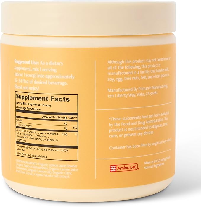 Be Well by Kelly LeVeque Essential Amino Acids Lemon Water Plant-Based Powder