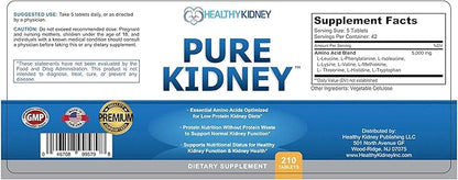 Pure Kidney Health Supplement and Renal Diet Cookbook for Rejuvenation, Low Protein Diet and Kidney Supplement. Kidney Diet Book Renal Supplement 210 Pills