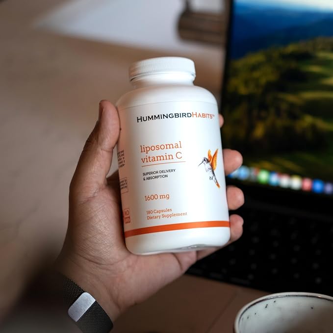 Liposomal Vitamin C 1600mg, High Absorption Vitamin C for Immune Support, Fat Soluble VIT C Antioxidant Supplement for Collagen Synthesis, Joint Support & Skin Appearance, 180 Vegan Capsules