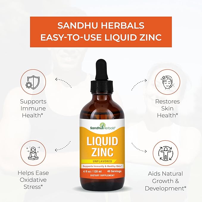 Liquid Zinc for Kids, Toddlers and Babies | 4 Oz Large Glass Bottle | Ionic Zinc Supplements Sulphate Drops | Immune Support | Easy to Take, Water Soluble | Unflavored