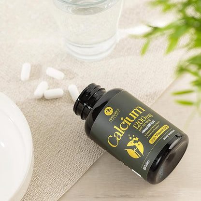 Calcium 1200 mg with Vitamin D3, Calcium Supplement Vitamins, Supports Bone Strength, Teeth & Immune System, Calcium Supplements for Women & Men, Nature's Absorbable Calcium Carbonate - 120 Tablets