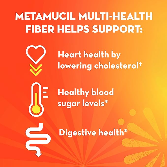 Metamucil Daily Fiber + Collagen, Psyllium Husk Powder, Plant Based, Sugar-Free with Stevia, 3-in-1 Fiber for Digestive Health, Orange Flavored, 90 Doses (29.8 OZ Fiber Powder)