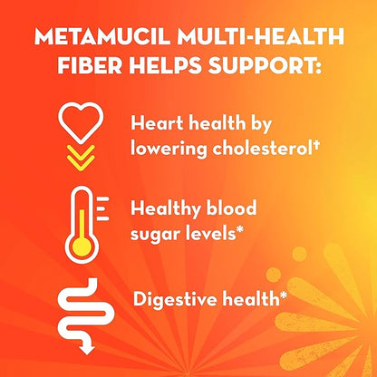 Metamucil Daily Fiber + Collagen, Psyllium Husk Powder, Plant Based, Sugar-Free with Stevia, 3-in-1 Fiber for Digestive Health, Orange Flavored, 90 Doses (29.8 OZ Fiber Powder)