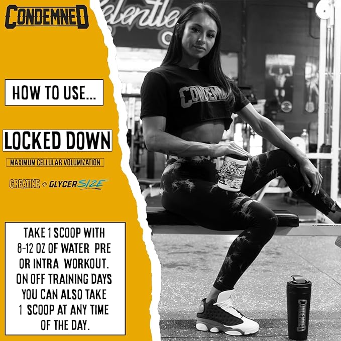 CONDEMNED Labz Locked Down | Creatine Performance Complex | Creatine Monohydrate, Glycerol, Taurine | Enhanced Hydration, Energy & Stamina | 30 Servings (Unflavored)