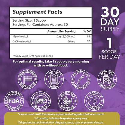 Intimate Rose Inositol Powder - Myo-inositol - D-Chiro Inositol - Ideal 40:1 Ratio - All-Natural 100% Hormonal Balance Supplements - Hormone Support for Women’s Ovarian Health - Made in USA