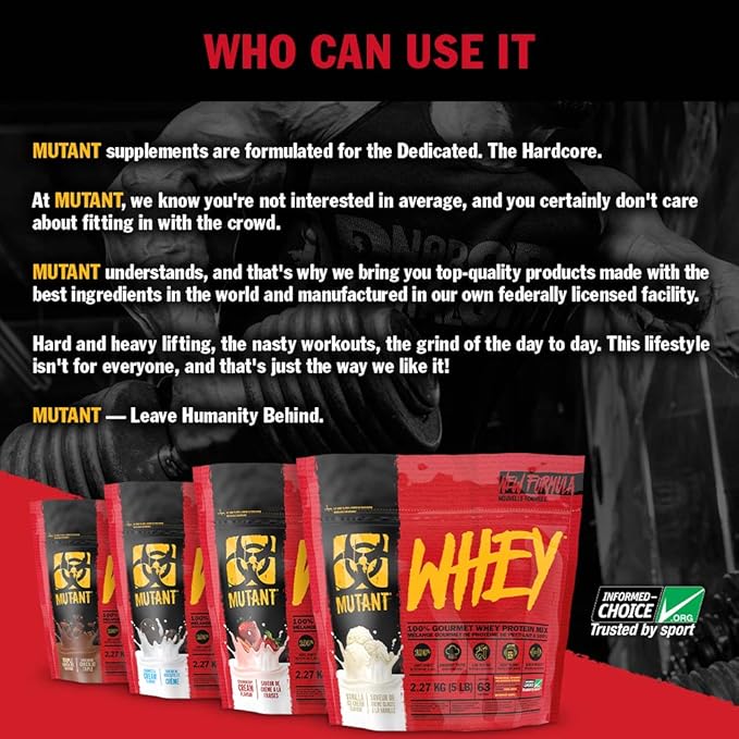 Mutant Whey – 100% Whey Protein Powder Shake, Gourmet Taste, 22g of Protein, Fast Absorbing, Easy Digesting, 5lbs - Triple Chocolate