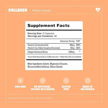 Health by Habit Collagen Supplement 2 Pack (120 Capsules) - Vitamin C & Vitamin E, 2000mg, Collagen Peptides, Superior Absorption, Support Your Skin, Non-GMO, Sugar Free (2 Pack)