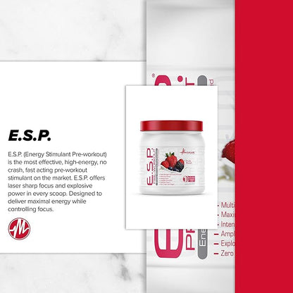 Metabolic Nutrition - ESP - Stimulating Pre Workout, Pre Intra Workout Supplement, Energy and Endurance Stimulating, Natural & Safe, High Energy, Mental Focus, Green Apple, 300 Grams (90 Servings)