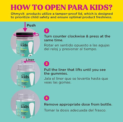 OH MY VIT! para Kids Gummy Multivitamin with Probiotics & Prebiotics, Tropical Fruit Flavor for Children Ages 4+, 60 Count