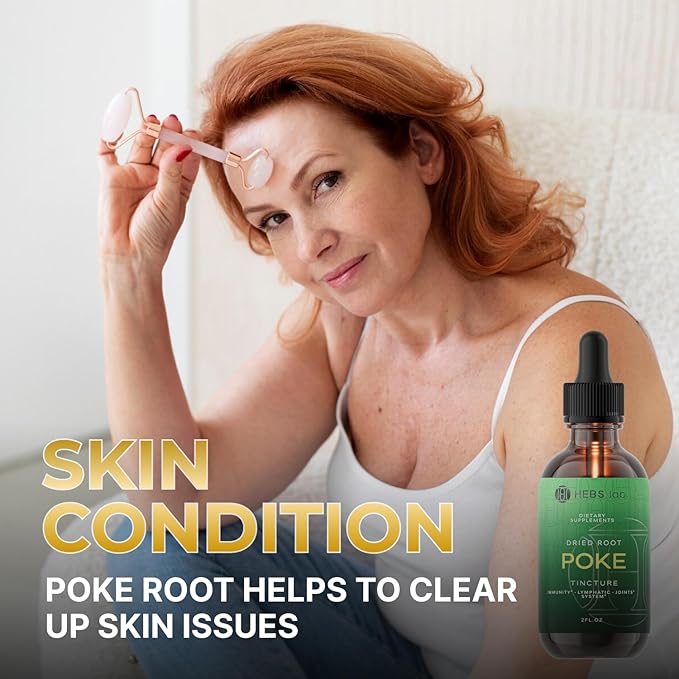 Poke Root Extract – Organic & Pure Lymphatic Drainage Drops - Immune Support Supplements & Detox Formula - Natural Muscle Relaxer & Joint Support for Athletes - Made in the USA - 2 oz