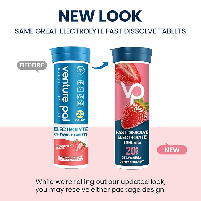 Venture Pal Chewable Electrolyte Tablets, Fast-Dissolve Sugar-Free Stick Salt Tablets - Variety Pack for Rapid Hydration, Outdoor Running, Hiking, Sports | Keto & Vegan Friendly | 80 Count (4 Pack)