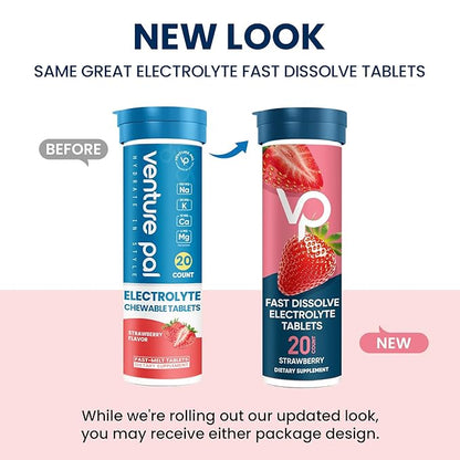 Venture Pal Chewable Electrolyte Tablets, Fast-Dissolve Sugar-Free Stick Salt Tablets - Variety Pack for Rapid Hydration, Outdoor Running, Hiking, Sports | Keto & Vegan Friendly | 80 Count (4 Pack)