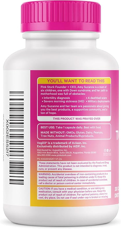 Pink Stork Women's Multivitamin - 19 Vitamins & Nutrients for Hair, Skin, & Nails, Bone Health, Energy, Immune Support - Iron, Zinc, B6, B12 & More - 30 Capsules (Packaging May Vary)