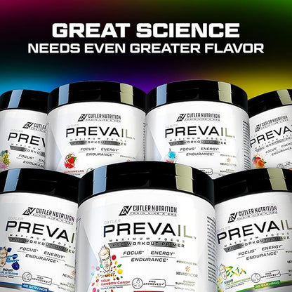 Prevail Pre Workout Powder with Nootropics: Pre Workout for Men and Women, Cutting Edge Energy and Focus Supplement with L Citrulline, Alpha GPC, L Tyrosine, Neurofactor | Rainbow Freeze, 40 SRV
