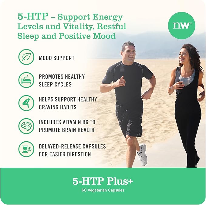NatureWise 5-HTP 200mg, Vegan 5 HTP Plus Supplement from Griffonia Seeds with Cofactor Vitamin B6 - Mood Support Supplement & Natural Sleep Aid for Adults - Delayed-Release - 60 Count[2-Month Supply]