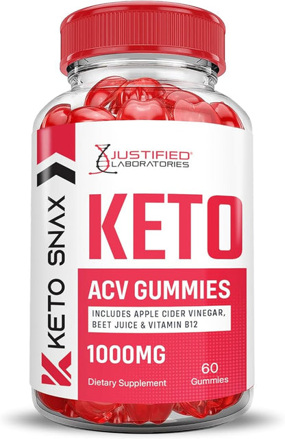 (3 Pack) Keto Snax Keto ACV Gummies Advanced Formula 1000MG Keto Snax Keto Gummies Apple Cider Vinegar Formulated with Pomegranate Beet Juice Powder B12 Vegan Non GMO 120 Gummys