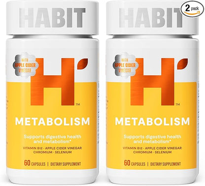 Habit Metabolism Supplement 2 Pack (120 Capsules) - Supports Digestive Health & Metabolism, Vitamin B12, Selenium, Chromium, Apple Cider Vinegar, Vegan, Non-GMO