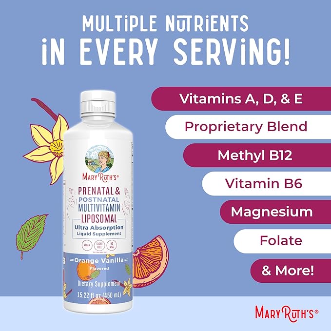 MaryRuth Organics Prenatal & Postnatal Multivitamin for Women | Sugar Free | Formulated for Pre-Conception, Pregnancy & Nursing | Prenatal Vitamins | Vegan | Non-GMO | Gluten Free | 30 Servings
