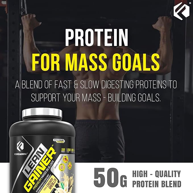 Forzagen Lean Gainer Premium Mass Builder | Mass Gainer Protein Powder for Men & Women | High Calorie Protein, Weight Gain, Bulk, Muscle Building Supplement | Vanilla, 8 lbs. (11 Servings)