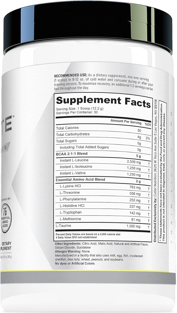 Cutler Nutrition Generate EAA and BCAA Powder: Best Branched Chain Amino Acids Supplement with Essential Amino Acids, 5g BCAAs, 2g EAAs for Lean Muscle Mass | Sour Lemonade, 30 Servings