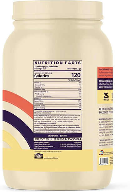 Podium Nutrition, Whey Protein Powder, Maple Butter Pancake, 27 Servings, 25g of Whey Protein Per Serving, Gluten Free, Soy Free