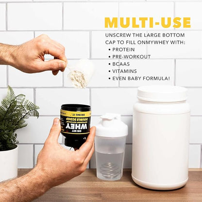 Protein Powder Container To Go - Travel Water Bottle Funnel For Mixes, Portable Pre Workout Supplement Containers & Dispenser Funnels, Mini Preworkout Supplements Holder Keychain Bottles