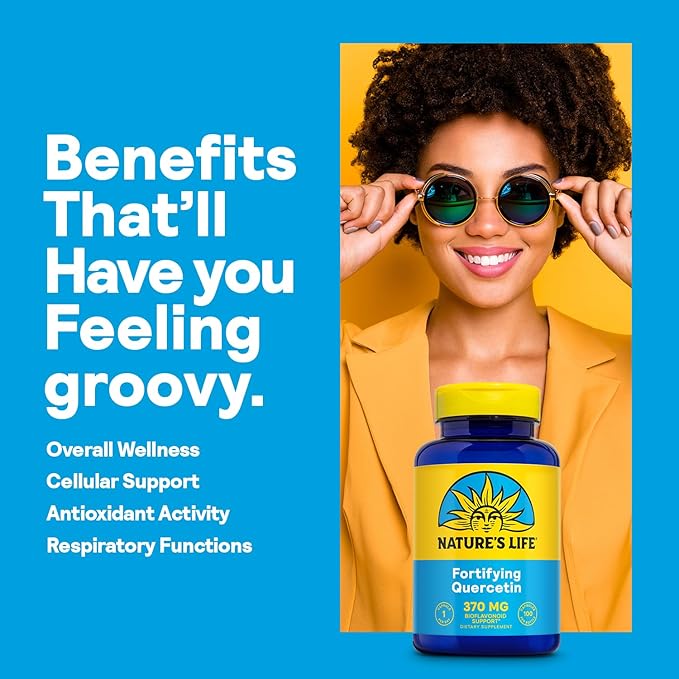 Nature's Life Fortifying Quercetin 370 mg - Bioflavonoid Support for Overall Wellness - Quercetin Supplements - Lab Verified, 60-Day Money-Back Guarantee - 100 Servings, 100 Vegetarian Capsules