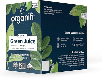 Organifi: GO Packs - Green Juice - Organic Superfood Supplement Powder - 30 Travel Packs - Organic Vegan Greens - Hydrates and Revitalizes